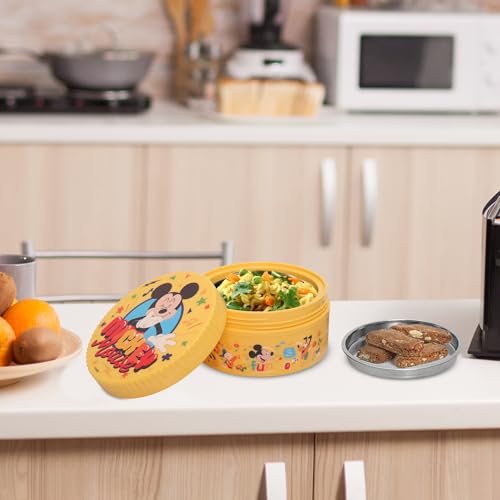 Image of JAYPEE Unimunch PU Insulated Inner Stainless Steel Lunch Box with Steel Dish | Spillproof Ideal for Snacks| Easy to Carry Non Toxic |Safe for Storing Food,375 ml, Yellow