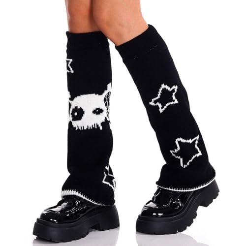 Y2K Gothic Black Leg Warmers, 18 Inches, Knee High, Cuffed, Multi-Sport, Halloween, Cosplay, Prom