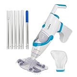 CZYBYTE Handheld Pool Vacuum with Multiple Pole Sections Up to 89', Cordless & Water-Repellent, 18.5 GPM Powerful Suction, 60Min Runtime, Portable Pool Cleaner for Above Ground/Inground Pools, White