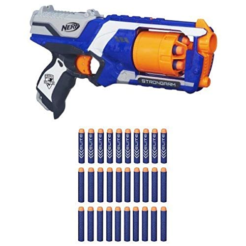 Nerf N-Strike Elite: Strongarm Blaster with 30-Dart Refill Pack Frustration-Free Packaging Bundle