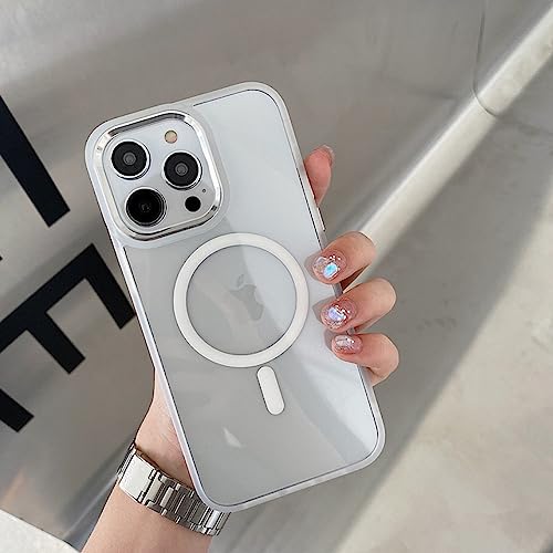 Coque iPhone 14 Pro charge sans fil magnétique transparente blanche