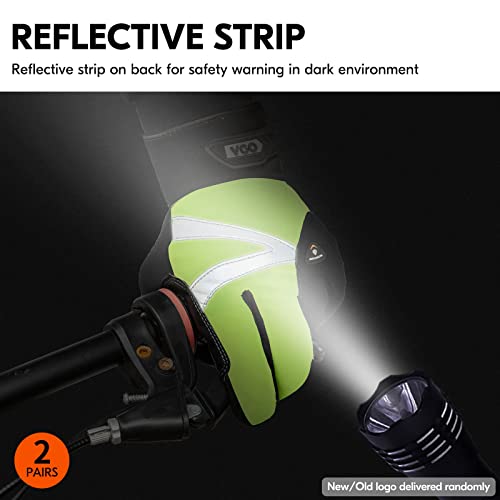 Vgo... 2-Pairs -4℉ Or Above 3M Thinsulate C100 Lined High Dexterity Touchscreen Synthetic Leather Winter Warm Work Gloves, Waterproof Insert (Size Xs, Black, Fluorescent Green, Sl8777Fw) #TOP5
