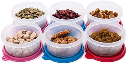 Small Food Containers With Lids  6 Pack Of Mini Food Storage Pots Leak Proof Snack Pots Condiment Cups  Stackable Reusable BPA Free Plastic Dishwasher Safe  Portable Lunchbox Baby Food Portion Pots