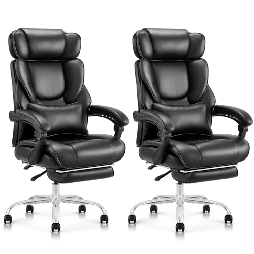 10 Best Home Chair for Herniated Disc: Top Ergonomic Picks for Pain Relief 6 COLAMY Office Chair with Retractable Footrest, Ergonomic High Back Design Executive Computer Desk Chair with Removable Lumbar Pillow, 90-135°Reclining,Thick Bonded Leather for Home Office,2pcs-Black