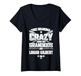 Womens Grandma Crazy for Logan Gilbert Seattle Baseball MLBPA V-Neck T-Shirt