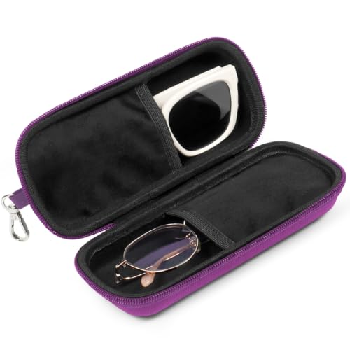 Image of Double Eyeglasses Case Hard Shell Dual Sunglasses Organizer with Zipper Closure Travel Eyewear Storage for Vehicle