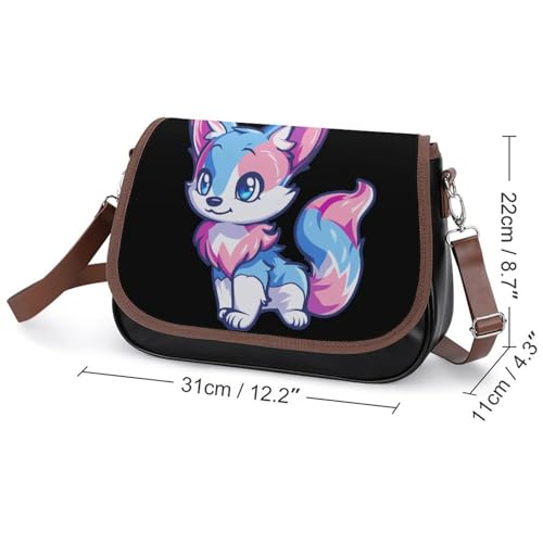 Trans Fox Transgender Crossbody Purses for Women PU Leather Shoulder Bag Handbag Clucth2