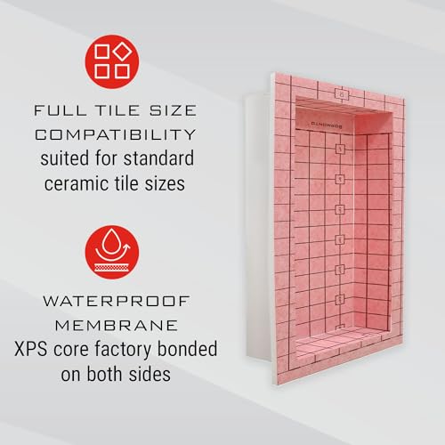 GURU USA W-S Shower Niche, Waterproof Membrane with Pre-Sloped Base, Waterproofing Panel System for Bathroom Walls, 12” x 20” - Image 6