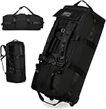 3 in 1 Sac de Voyage à roulettes 75L, 80x30x33cm Sac à Dos Voyage avec Organisateur de Voyage Imperméable, Compartiment Chaussures, Oxford Robuste résistant à l'usure et imperméable (Noir)