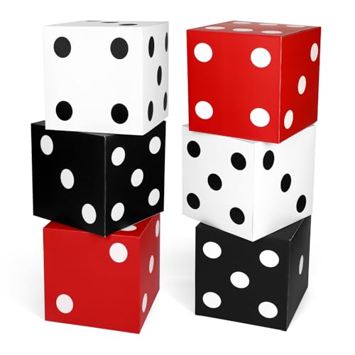 6pcs Grandes Boîtes à Dés, 28 x 28 x 28cm Décorations de Fête Sur le Thème du Casino Boîtes à dés pour Centres de Table pour Soirée de Jeux de Casino Las Vegas...