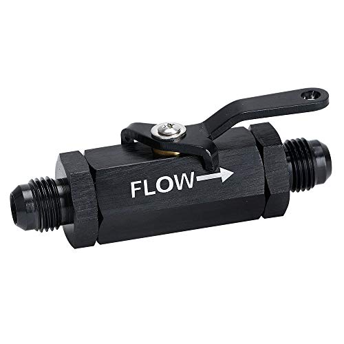 PQY AN6 Shut Off Valve Fitting 6AN-6AN Male Shut Off Valve Fuel Fitting (AN6, black)
