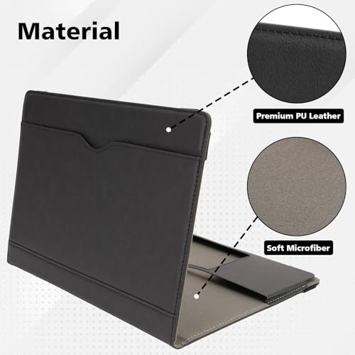 Image of TYTX Compatible with MacBook Air 13 Inch Case, for Older Version 2010-2017 Release A1369 A1466, PU Leather Laptop Case with Pocket for Papers and Pen Holder, Black