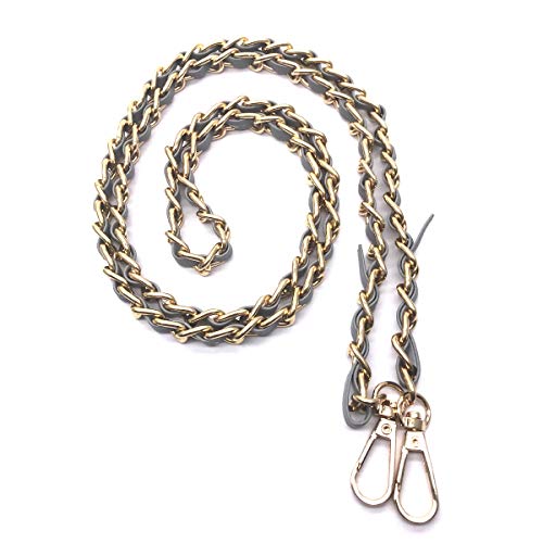 bare Schultertasche aus Kunstleder mit Metallkette, 119,2 cm, Hellgrau Cover