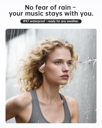 Image of Bluetooth Earbuds with Earhooks 48H Playtime,IPX7 Waterproof Wireless Headphones with Bluetooth 5.3,ENC Noise Cancelling Mic,Lightweight Fit for Office,Travel Gym Daily Style (Pink)