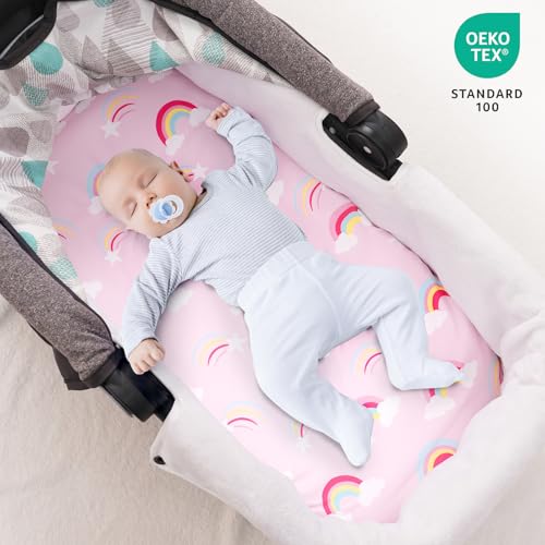 Image of david's kids 3 Pack Bassinet Sheets, Ultra Soft Breathable Comfortable Baby Sheet Set for Girls Neutral, Univeral Fit for Most Cradle and Bassinet Mattress, Rainbow