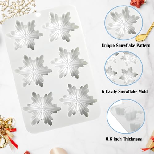 Foaryoer SNOWFLAKEMOLDS Snowflake Silicone Molds, 2 Pcs Snowflake Soap Molds 12 - Cavities Snowflakes Chocolate Molds Snowflake Ice Cube Molds For Diy Christmas Chocolates thumb #2
