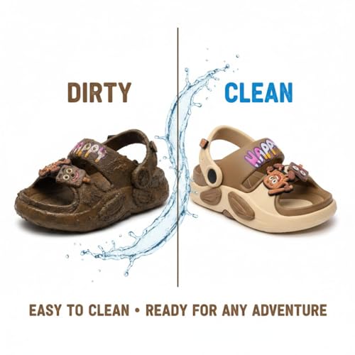 Image of GLJ Kids Comfort Clogs Sandals for Boy and Girl, 1 to 14 Years, Two-Strap Design, Easy to Wear Slip On, Dust and Waterproof, 1100