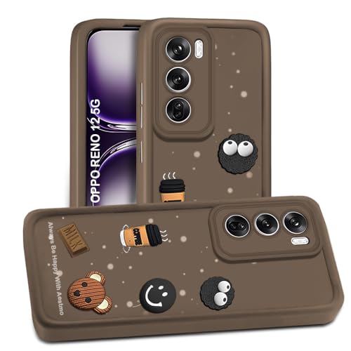 Image of AESTMO Back Case Cover for Oppo Reno 12 5G | Cute Fun Cartoon 3D Ball | Coffee Silicone Case | Full Body Protection | Camera Protection Back Cover for Oppo Reno 12 5G (Brown)