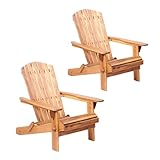 Ptsuker Folding Adirondack Chair Set of 2 For Relaxing Garden Chair Outdoor, Stackable, Arm Rest, Ergonomic, Wooden Accent Furniture Lounge Chairs for Garden, Patio, Backyard Deck