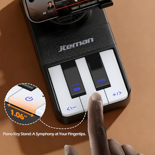 JTEMAN Cell Phone Stand with Bluetooth Speaker and Charging Stand,Piano Keys Design,Birthday Gifts for Men Women Dad Mom Husband Boyfriend Cool Tech Gadgets-Black