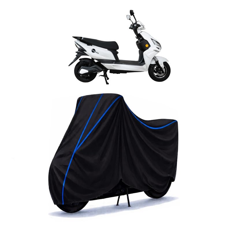 Image of Scooty Cover Water Resistant for HOP Electric Leo Electric | Universal Scooter & Bike Cover | Heavy Duty UV Dust, Rain & Scratch Protection Weather Indoor Outdoor | Black with Blue Piping
