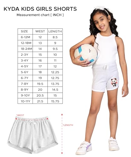 Image of KYDA KIDS Girls 100% Pure Cotton Printed Shorts | Regular Fit Soft Breathable Summer Wear | Multicolor Kids Shorts (Pack of 3)