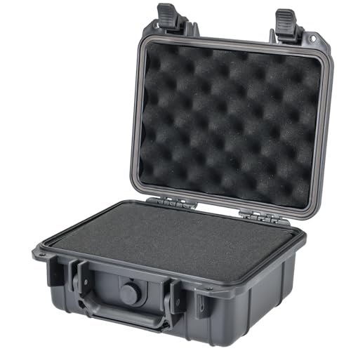 HMF ODK100 Outdoor-Fotokoffer, Transportkoffer mit Rasterschaumstoff | 27 x 24,5 x 13 cm