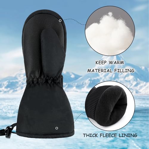 Image of Duoyeree Toddler Winter Gloves, Waterproof Fleece Lined Ski Mittens 1-6Y | Waterproof outer fabric with thick soft lining, keeps toddlers' hands dry and warm during snow play