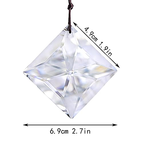 HDCRYSTALGIFTS 2PCS 50mm Clear Crystal Sun Catcher Prisms, Hanging Suncatchers with Glass Prism, Rainbow Maker for Windows, Balcony, Kitchen, Garden, Christmas Tree Decoration - Thumbnail 2