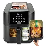 BOURGINI Freidora de Aire con Revestimiento Cerámico Pro, Libre de Químicos (PFAS, C6, PFHxA, PTFE, PFOA y BPA), 8 Litros, Formato Slim 35% más compacto, 1750W, ideal para un hogar sin tóxicos.