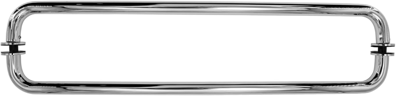 Stainless Steel 24'' (Center to Center) Round Back to Back Shower Door Double Towel Bar Handle, Double-Sided, Mirror Chrome Finish, 24 Inch, BBTB2424M 24 Inch (Center to Center) Double-Sided Mirror Chrome Finish