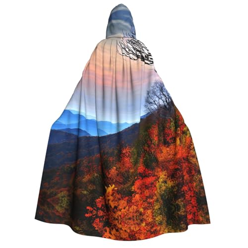 Cape à capuche Halloween imprimé Blue Ridge Montagnes grand volume pour adulte