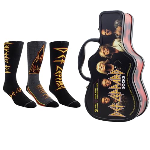 PERRI'S SOCKS Def Leppard Guitar Tin Sock Box - Licensed Def Leppard Merchandise for Women and Men,...