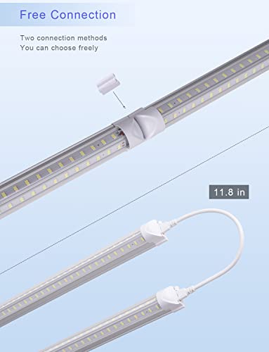 Aqiquut Led Shop Light 4Ft, Led Garage Light,50W 6500K T8 Led Daylight 7000Lm Linkable Clear Cover Integrated V-Shape,For Garage Warehouse Workbench Workshop,4-Pack #TOP2