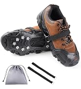 JISONCASE 11 Prongs, Chain Spike, Anti-Slip for Soles, Snow Spike, Fall Prevention, Easy to Put on, Comes with a Belt to Prevent Falling, Compatible with Various Shoes, Lightweight, Mud, Ice, Snowy Roads, Mountain Climbing, Trekk...