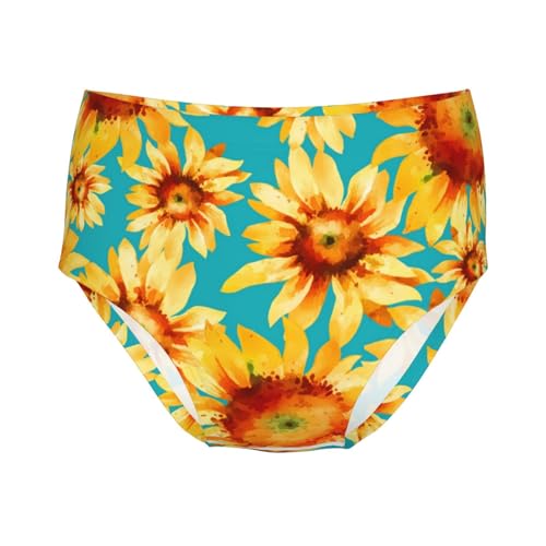 Watercolor Bright Sunflowers Girls' Underwear Soft Cotton Little Girls Panties Comfort Briefs