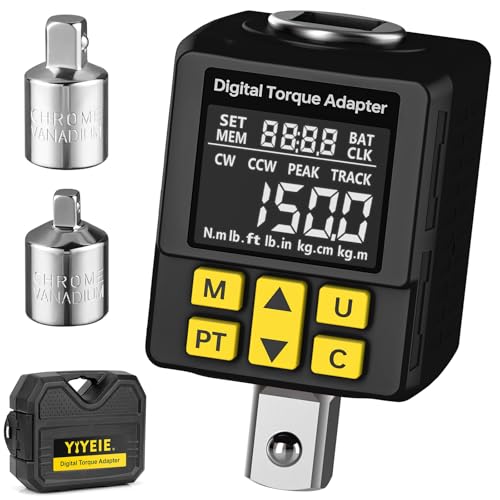 Image of YIYEIE 1 /2 inch Digital Torque Wrench Adapter, 7.5-150Ft-lb (±2% Accuracy) | Buzzer & Color Display Alert, Peak /Track | Preset | Store /Delete, Versatile Electronic Torque Adapter for Car (203 N.m)