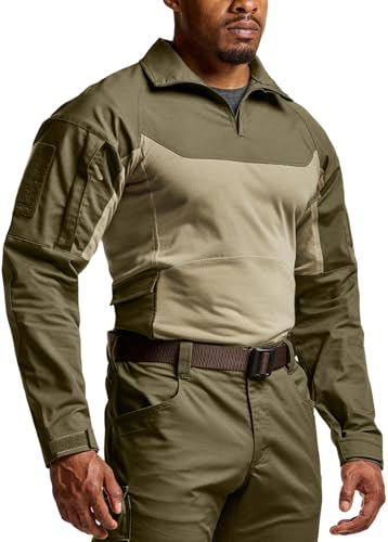 Image of CQR Men's Tactical Combat Shirt, 1 /4 Zip Long Sleeve Breathable Military BDU Training Top for Shooting, Hunting, Range Use