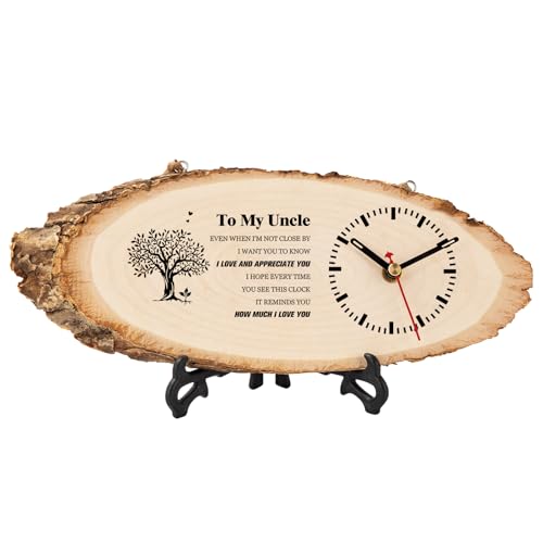 Reloj de pared de madera analógico estilo rústico miniatura 1