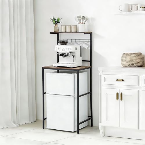 Colingmill 2-Tier Mini Fridge Cabinet with Storage for Microwave and Kitchen Utility, Rustic Brown Baker Rack - Image 6