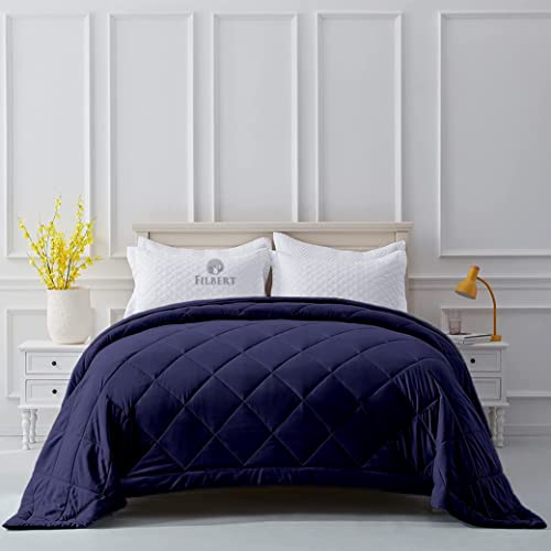 Image of Filbert Microfiber 250 GSM Diamond Stitch Double Bed Comforter Blanket for All Season Light Weight (90 inch x 100 inch Inches /228cm x 254cm) - Comforter Double Bed|Navy Blue