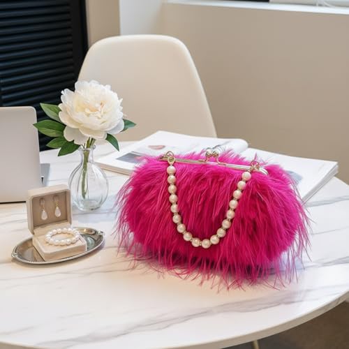 Image of Feather Purse Clutch For Women Ostrich Feather Handbag Shoulder Crossbody Evening Bag | Feather Purse