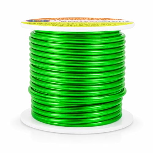 Image of Mandala Crafts 8 Gauge Anodized Aluminum Craft Wire for Jewelry Making - 32 FT Colored Flexible Kelly Green Wire - Bendable for Bonsai Armature Crafting Sculpting