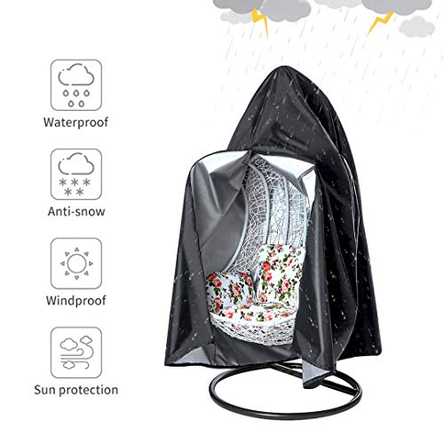 Tocawe Patio Hanging Chair Cover,210D Oxford Wicker Egg Swing Chair Covers Waterproof Windproof Anti-Uv For Outdoor Swing For Egg Swing Chair Patio Stand Cover With Zipper (75” H X 45” D) #TOP2