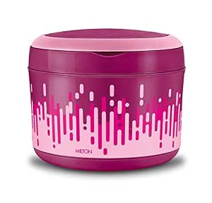MILTON New Big Bite Insulated Inner Stainless Steel Tiffin Box with Additional Plate and Handle, 900 ml, Dark Pink| BPA Free | Food Grade | Easy to Carry | Easy to Clean