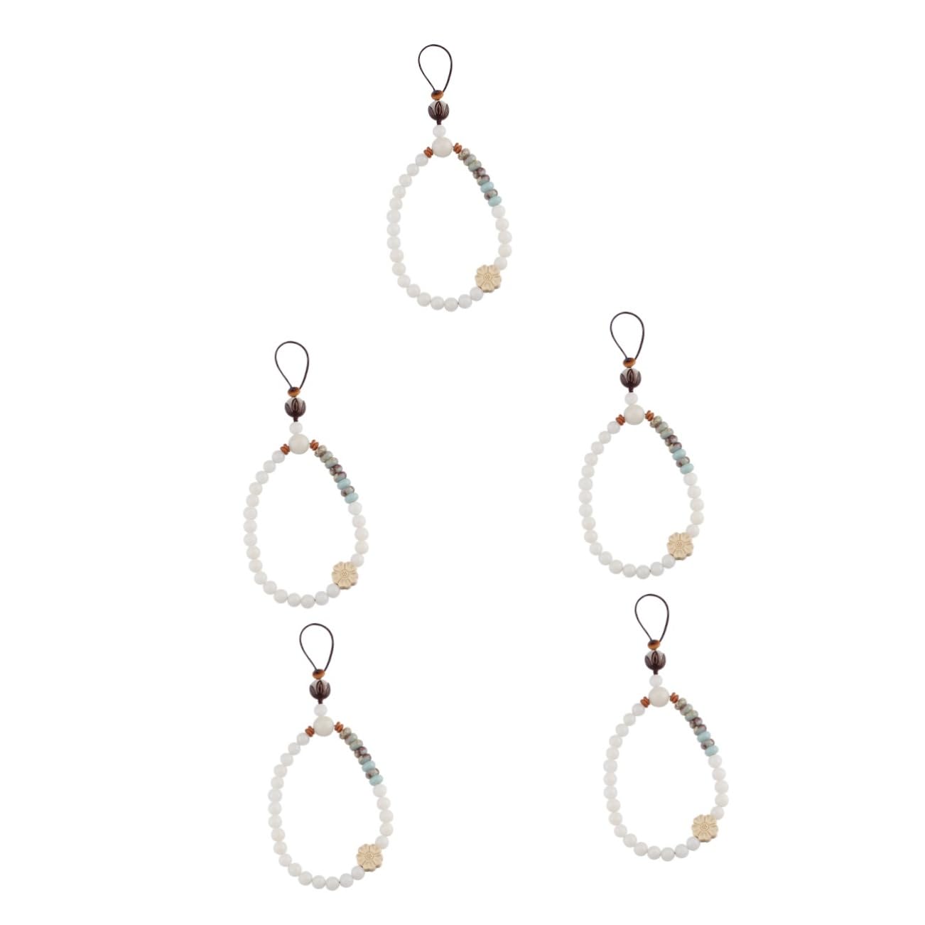 SHINEOFI Cadena Colgante para Teléfono Móvil de con Cuentas de Jade Blanco Decoración Retro para Smartphones Compatible con Cámaras y Llaveros Accesorio Práctico
