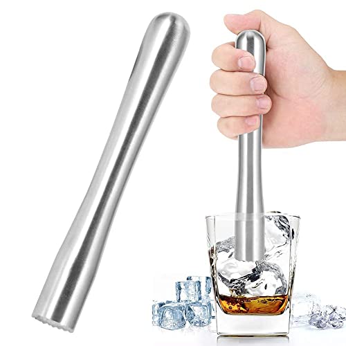 Pilon à Cocktail en INOX, Mélangeur à Cocktail Outil de Barre pour Citron, Créer de Délicieux Mojitos, 18,5cm