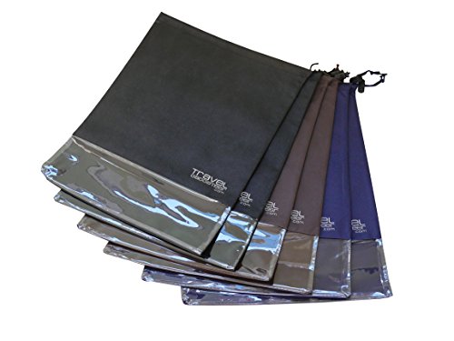 Shoe Bags (6-Pk) SEE THROUGH WINDOW | Large | Keeps Dirt Out of Your Luggage