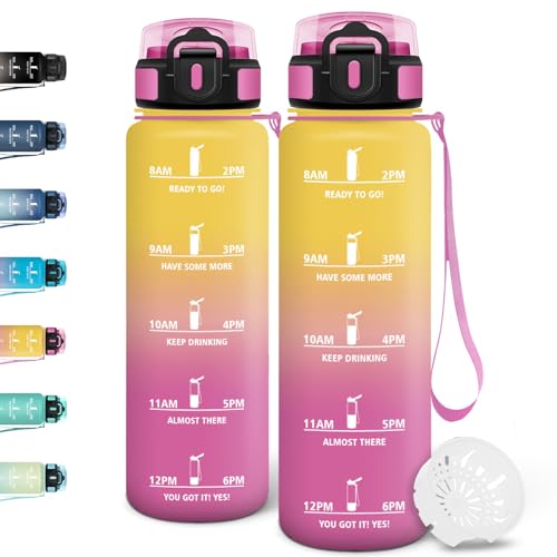 Motswedi Gourde 1l, Anti Fuite, Gourde Sport, Réutilisable, Bouteille d'eau, sans BPA, Bouteille Reutilisable, pour Randonnée, Fitness, Yoga, Camping, Sport, Jaune &...