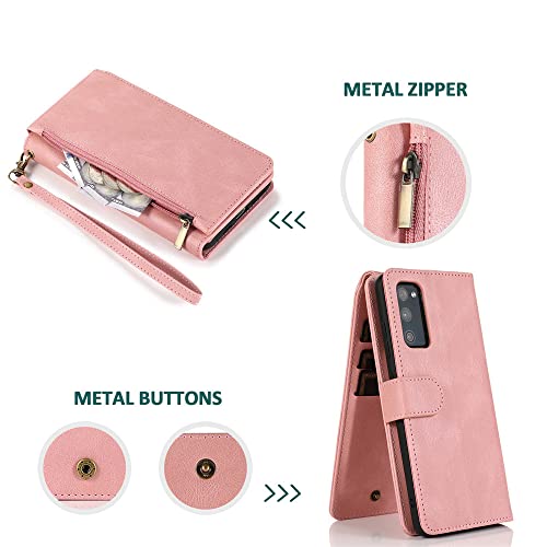 Housse en Cuir Galaxy S21 et S20 FE Coque Portefeuille de Luxe avec Fentes pour Cartes Marron